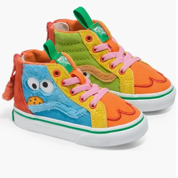 🚫SOLD🚫🐦🔥🐤NEW Kids x Sesame Street Sk8-Hi Zip Sneakers 10C limited edition 🍊🧡🔸🐥 - Picture 1 of 8